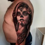 Tatouage portrait femme tatouée, tatouage bras, Juan Emilio, Excess tattoo